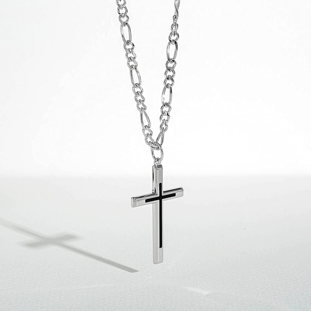 FANCIME Black Highlight Cross Sterling Silver Necklace Detail2