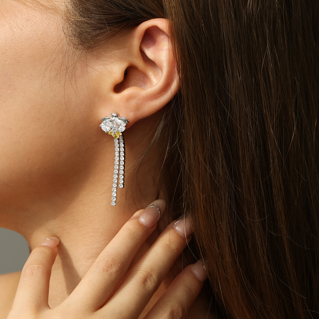 FANCIME "Song of Fireflies" Threader Sterling Silver Post Earrings Show