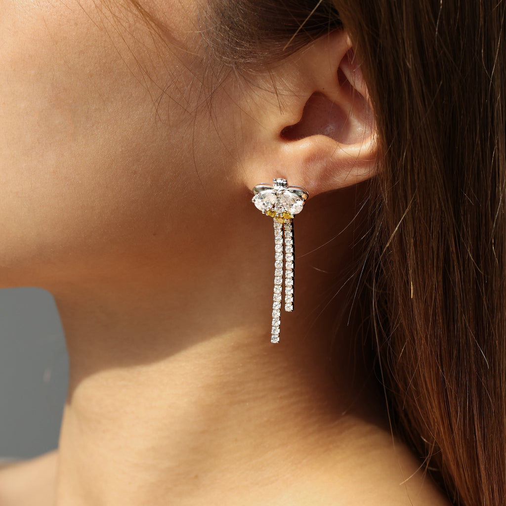 FANCIME "Song of Fireflies" Threader Sterling Silver Post Earrings Show