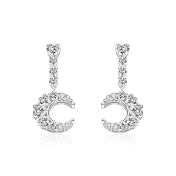 FANCIME "Dazzling Dream" Crescent Moon Star Sterling Silver Drop Earrings Main