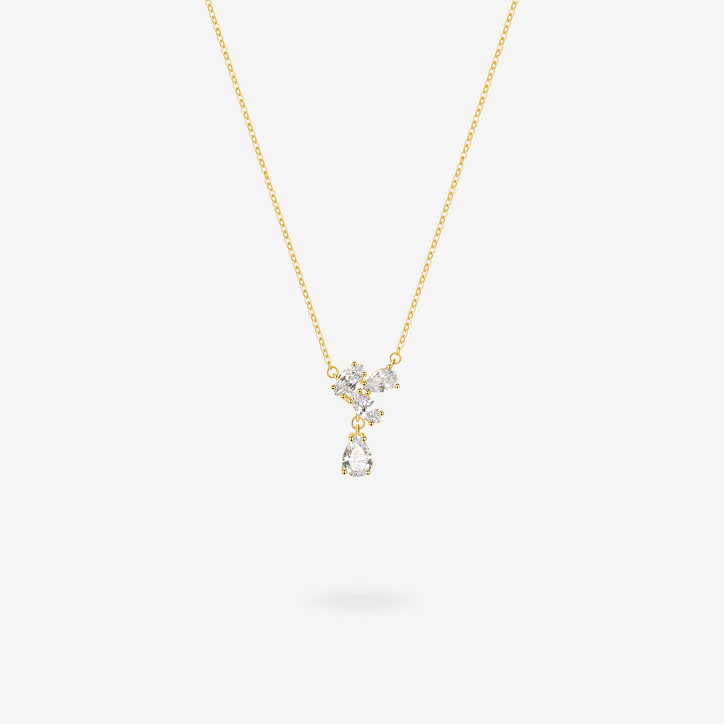 FANCIME ‘’Wisteria Flower Cluster” Flower Sterling Silver Gold Necklace Main