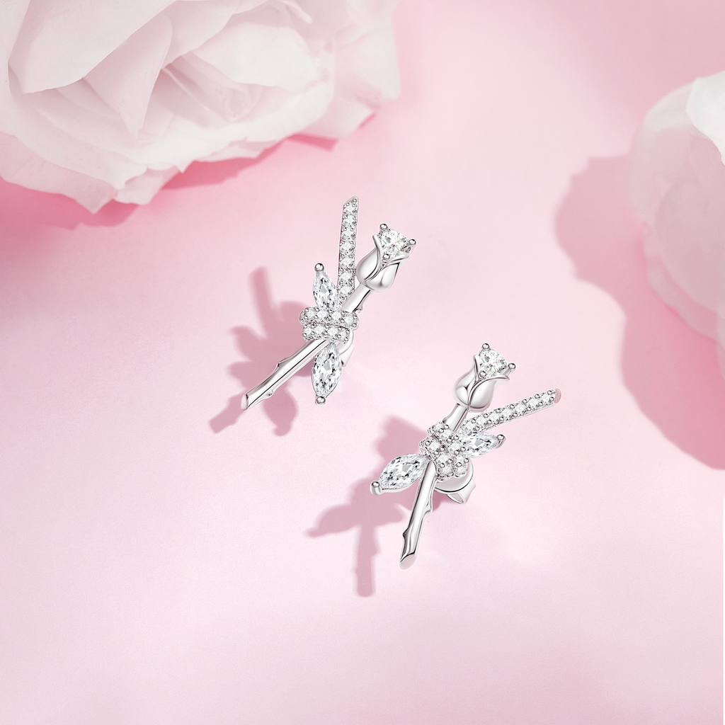 FANCI ME "La Rose" Sterling Silver Love Knot Earrings Show2