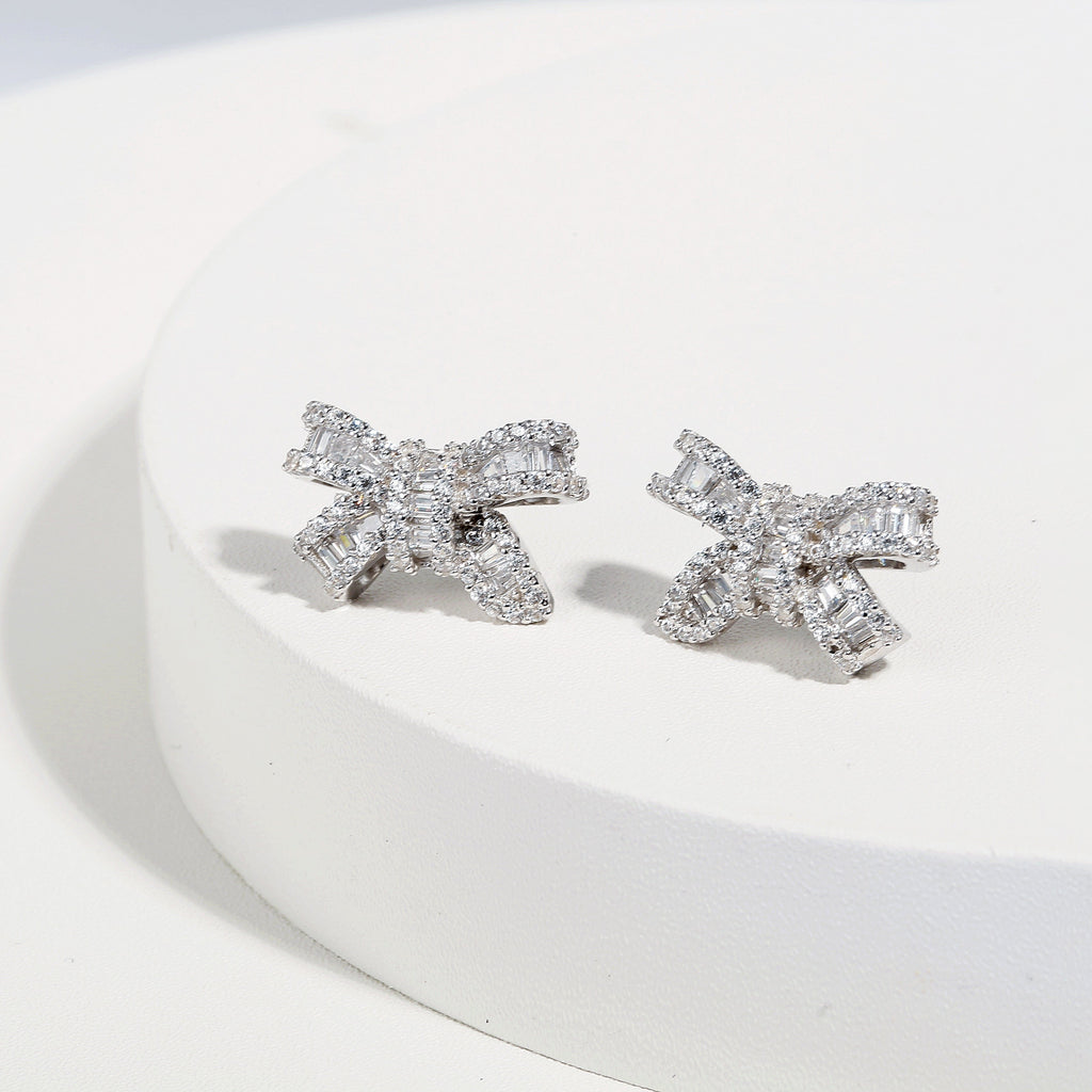 FANCIME "Honey Doll" Bow Tie Sterling Silver Stud Earrings Show