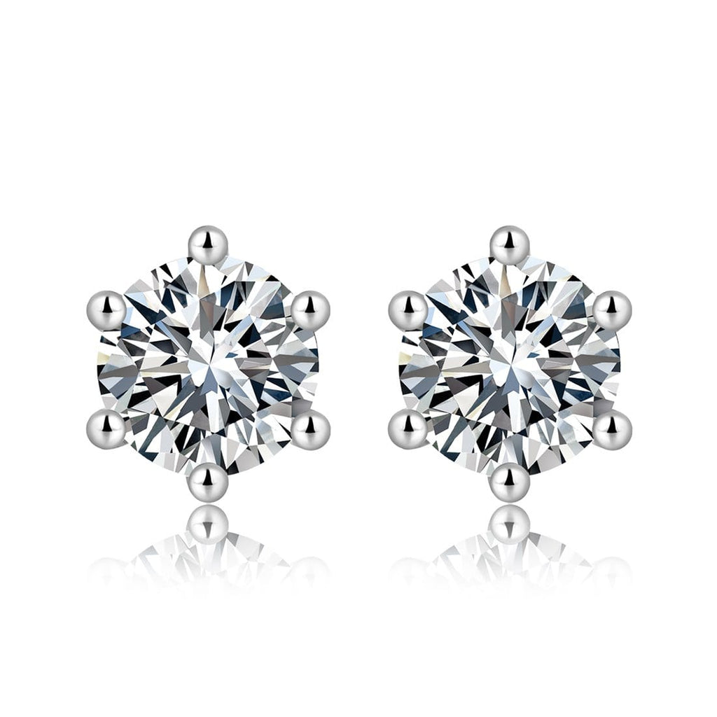 FANCIME Six Prong Moissanite Sterling Silver Studs Main