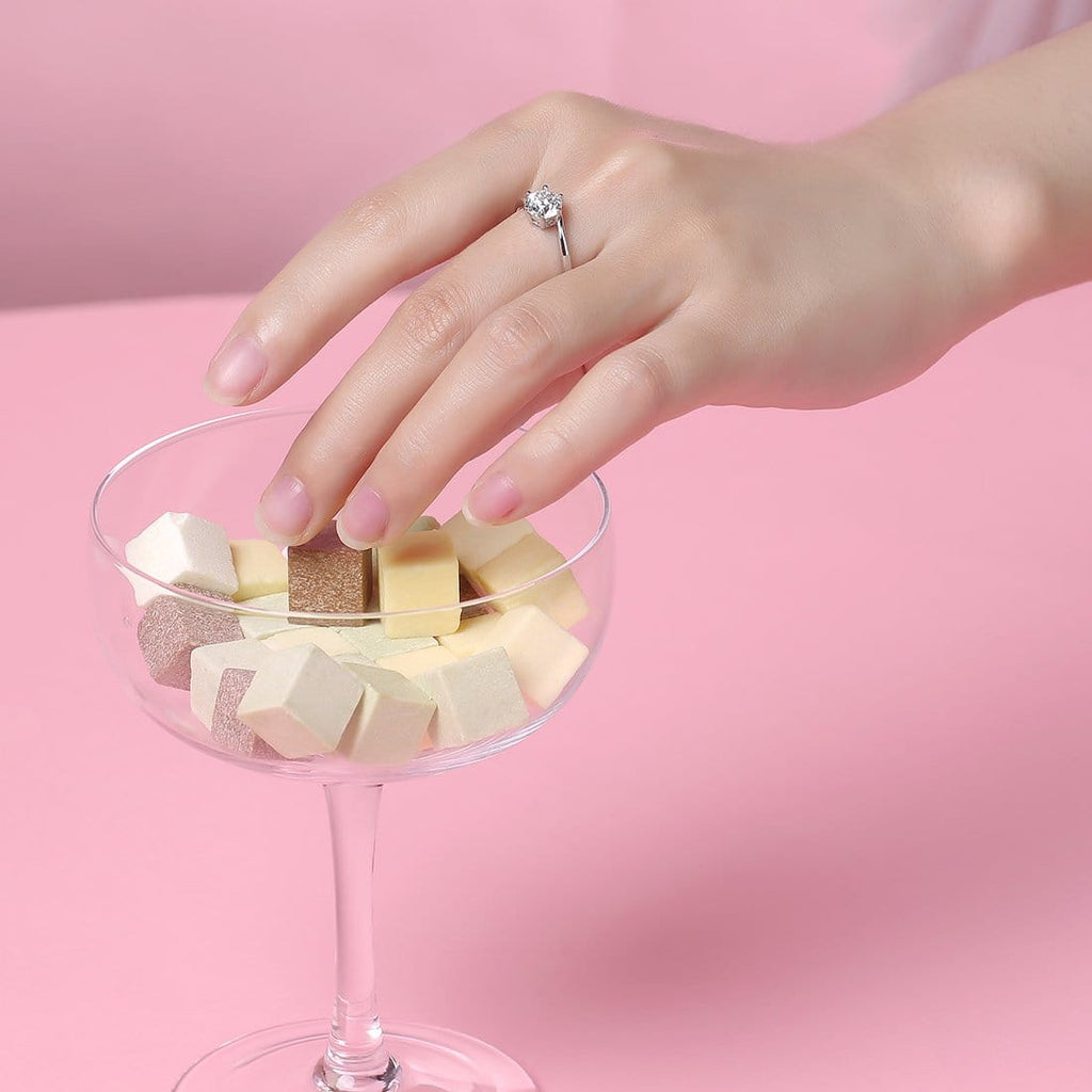 FANCIME Moissanite Six Prong Engagement Sterling Silver Ring Model