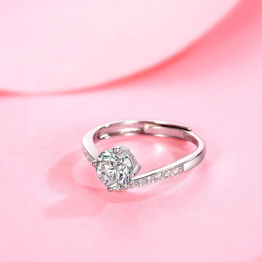 FANCIME Moissanite Princess 925 Sterling Silver Ring Show 