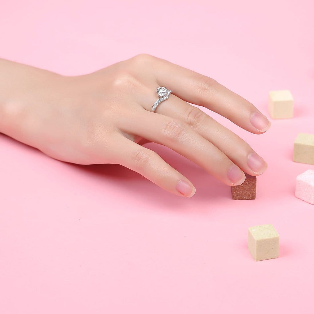 FANCIME Moissanite Princess 925 Sterling Silver Ring Model