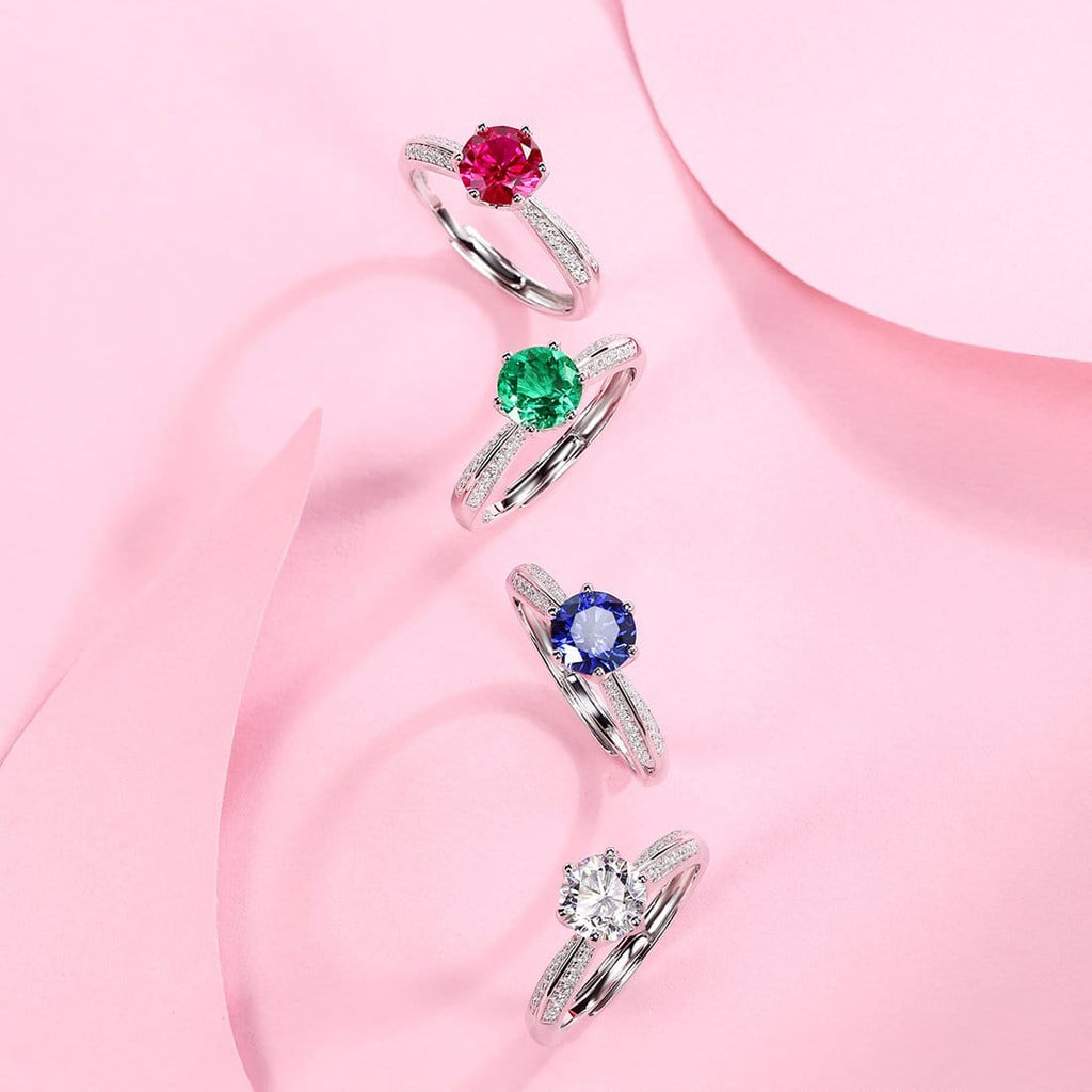 FANCIME Moissanite Flower Engagement 925 Sterling Silver Ring Set Show