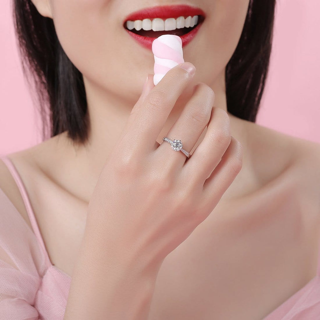 FANCIME Channel Setting Engagement 925 Sterling Silver Ring Model