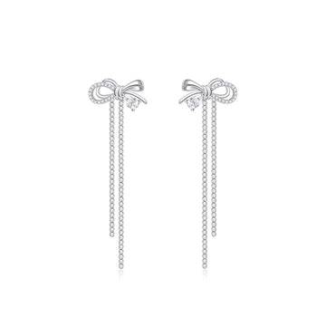 FANCIME "Satin Bow" Dangling Sterling Silver Earrings Main