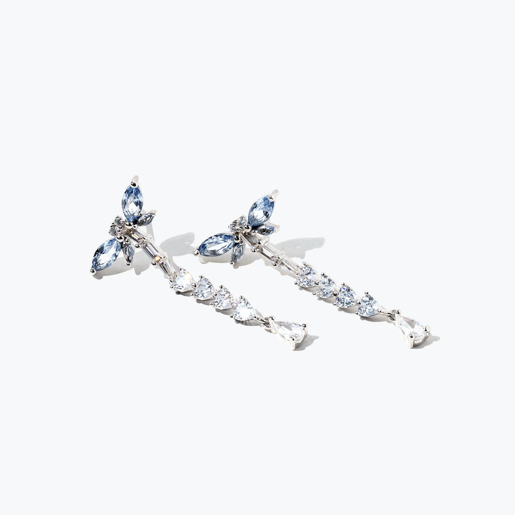 FANCIME "Song of Dragonflies" Long Drop Sterling Silver Post Earrings