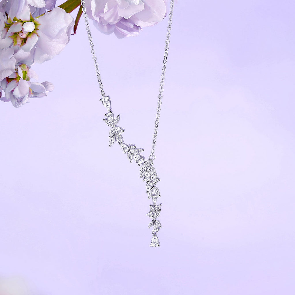 FANCI "Wisteria Reverie" Flower Drop Y Sterling Silver Necklace 