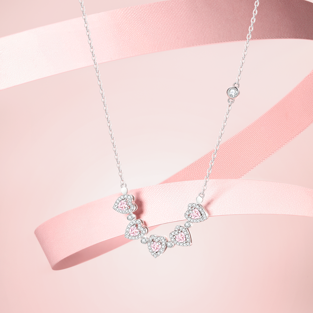 FANCI ME "Heart's Blossom" Sterling Silver Necklace Detail