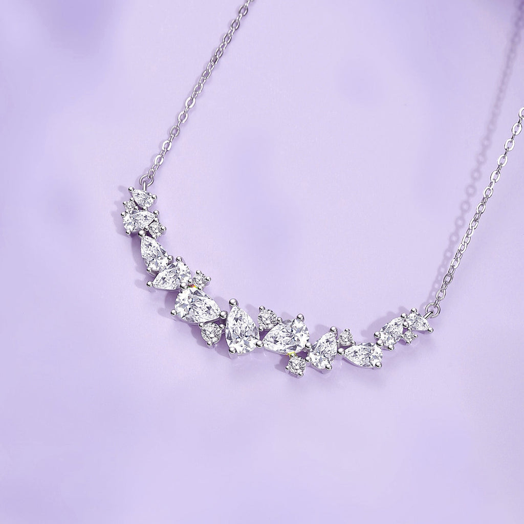 FANCIME “Wisteria Whisper” Flower Bar Sterling Silver Necklace Show2