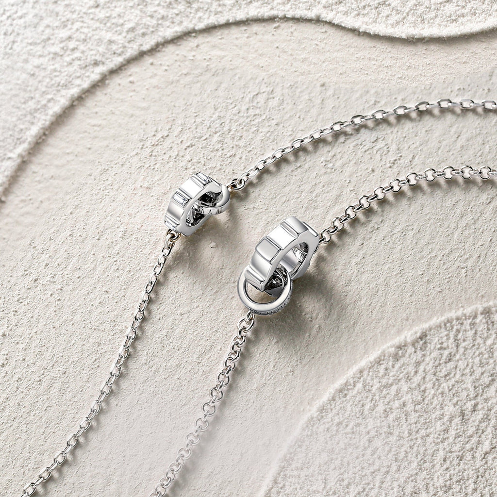 FANCIME "Infinite Time Lock" Couples Promise Matching Sterling Silver Bracelet Show