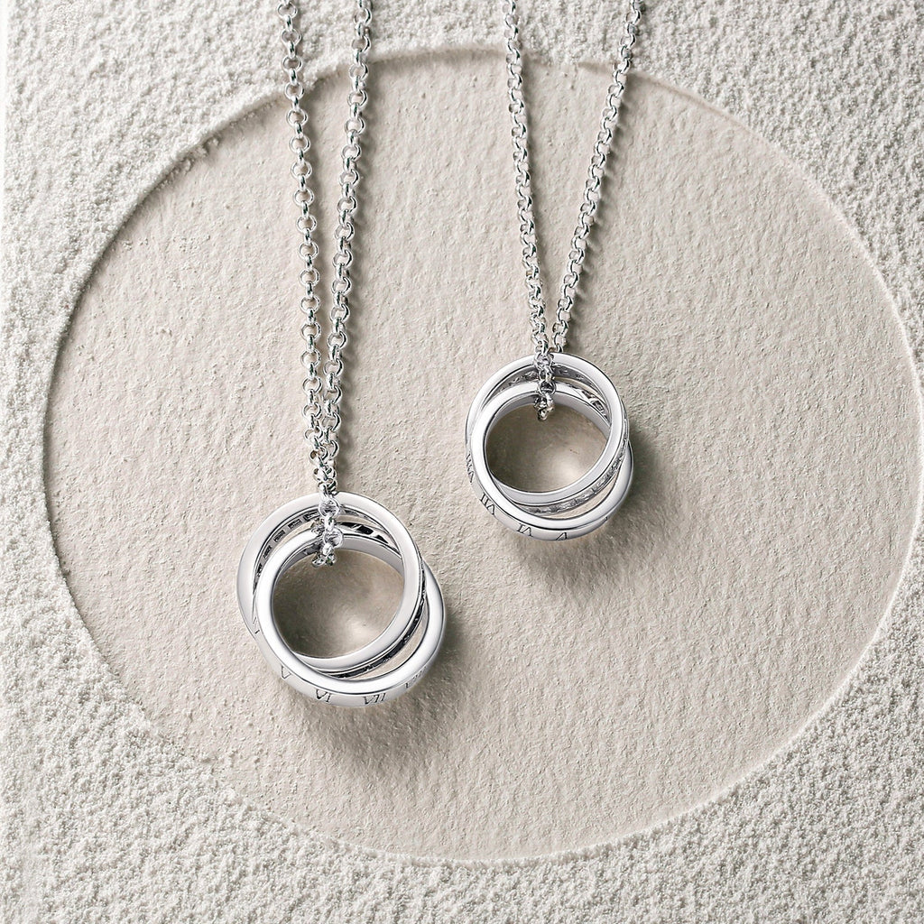 FANCIME "Roman Time" Promise Ring Sterling Silver Necklaces Side