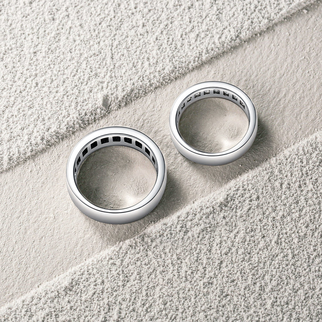 FANCIME "Roman Time" Couples Promise Sterling Silver Rings Back Show