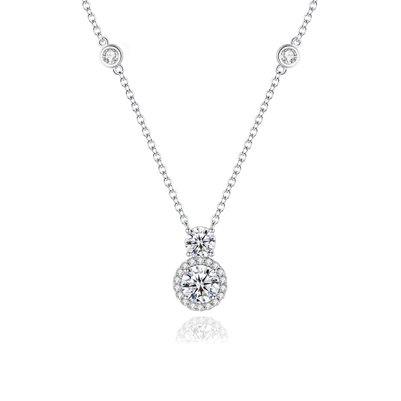 FANCIME "My Boo" Two Stones White CZ Sterling Silver Necklace Main
