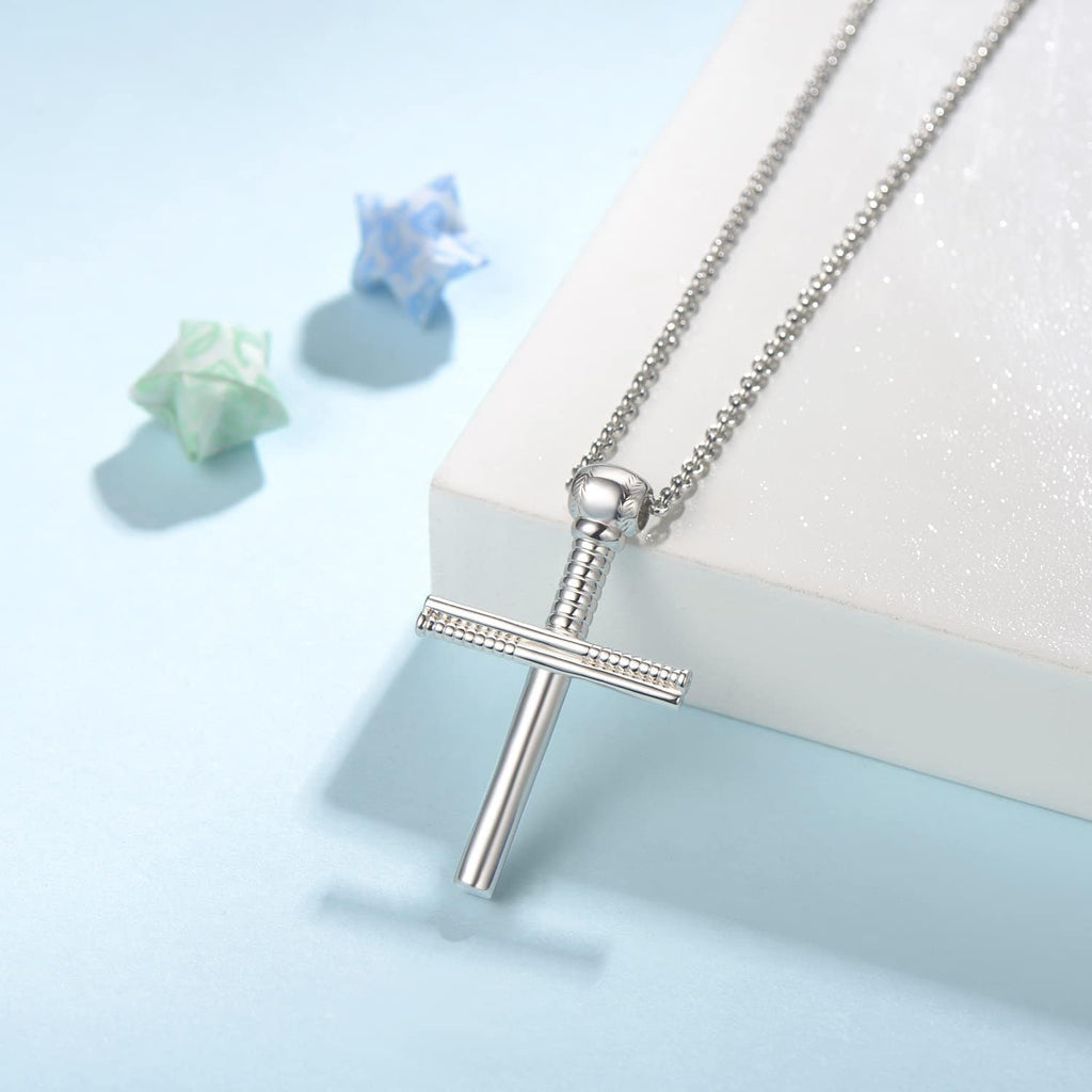 FANCIME Baseball Inspired Mens Cross Sterling Silver Necklace Detail