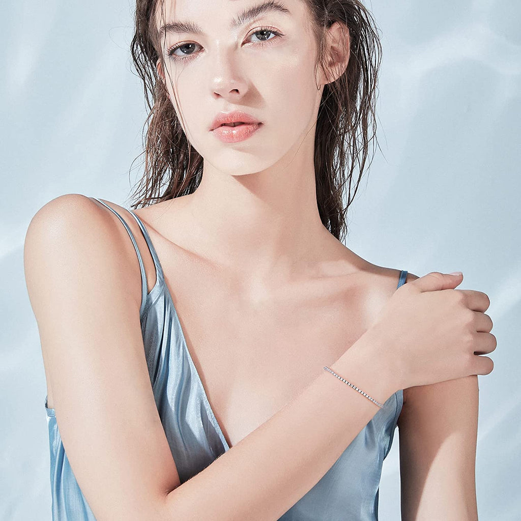 FANCIME "The One" Prong Set Tennis Sterling Silver Bracelet  Model