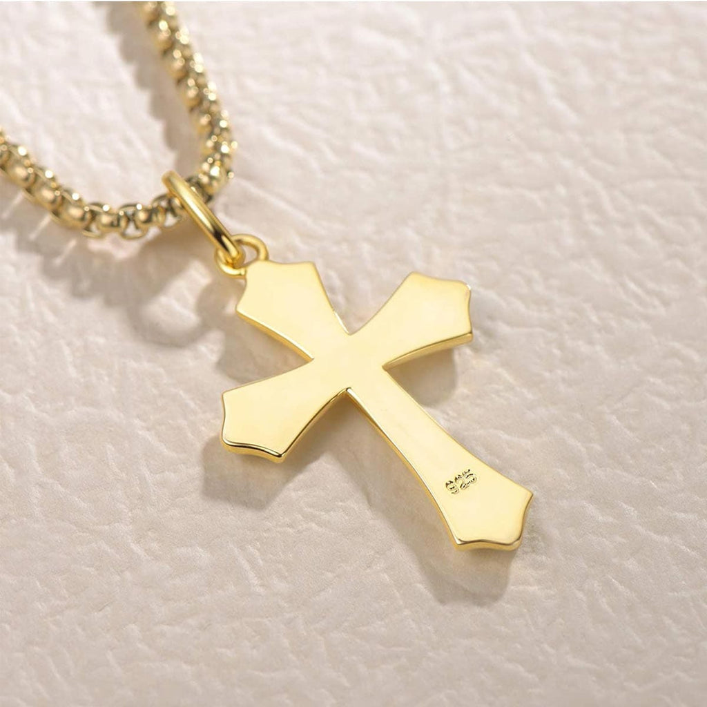 FANCIME Edgy Gothic Cross Sterling Silver Necklace Show2