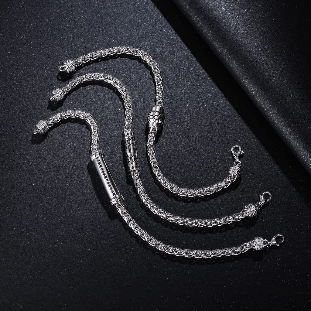 FANCIME Freedom Men's Wheat Link Chain Sterling Silver Bracelet Show