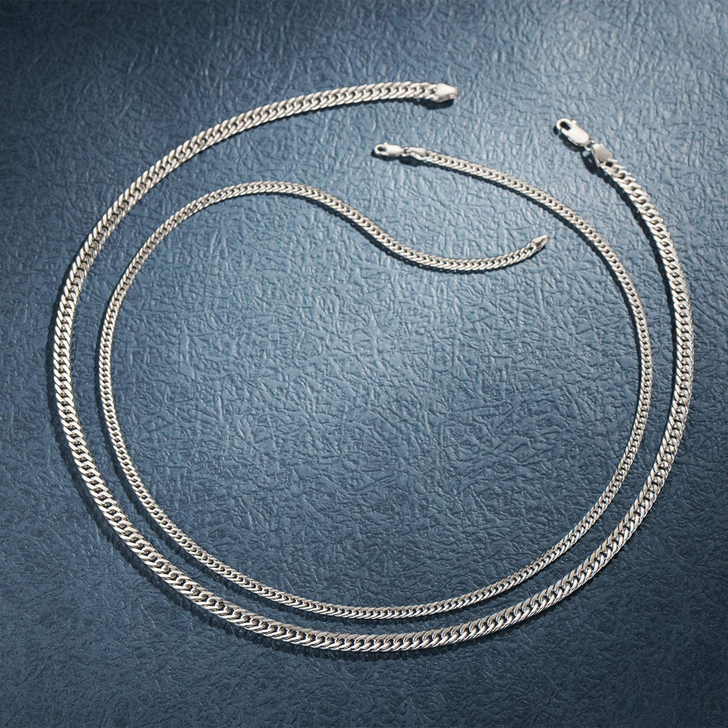 FANCIME Men's Cuban Link 24" Chain Sterling Silver Necklace Full