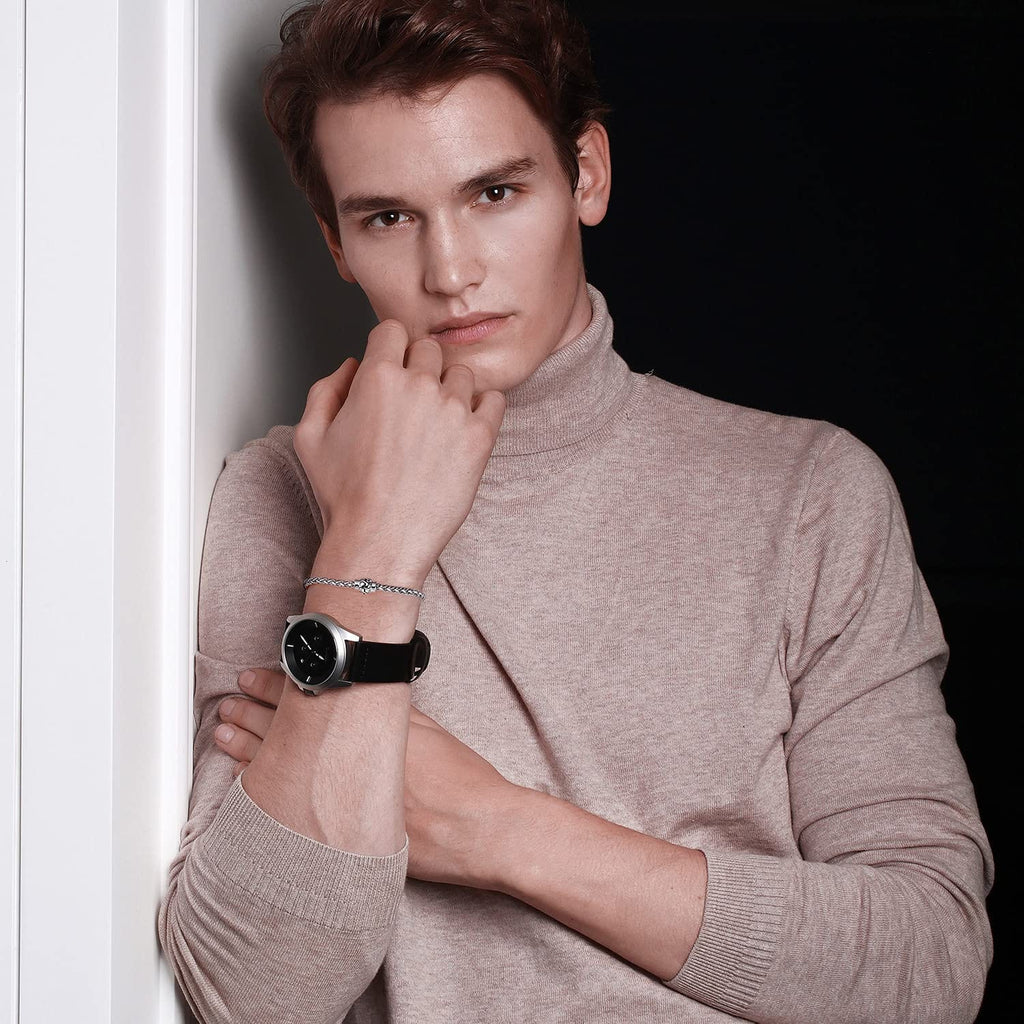 FANCIME Men's Wheat Link Chain Sterling Silver Bracelet Model