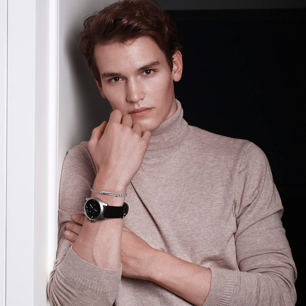 FANCIME Freedom Men's Wheat Link Chain Sterling Silver Bracelet Model