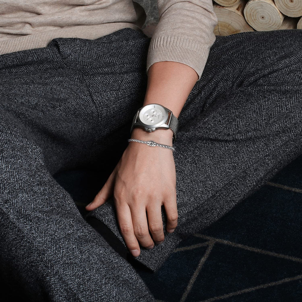 FANCIME Men's Wheat Link Chain Sterling Silver Bracelet Model