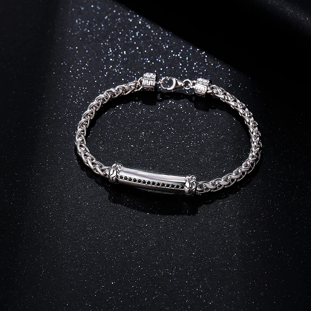 FANCIME Freedom Men's Wheat Link Chain Sterling Silver Bracelet Show