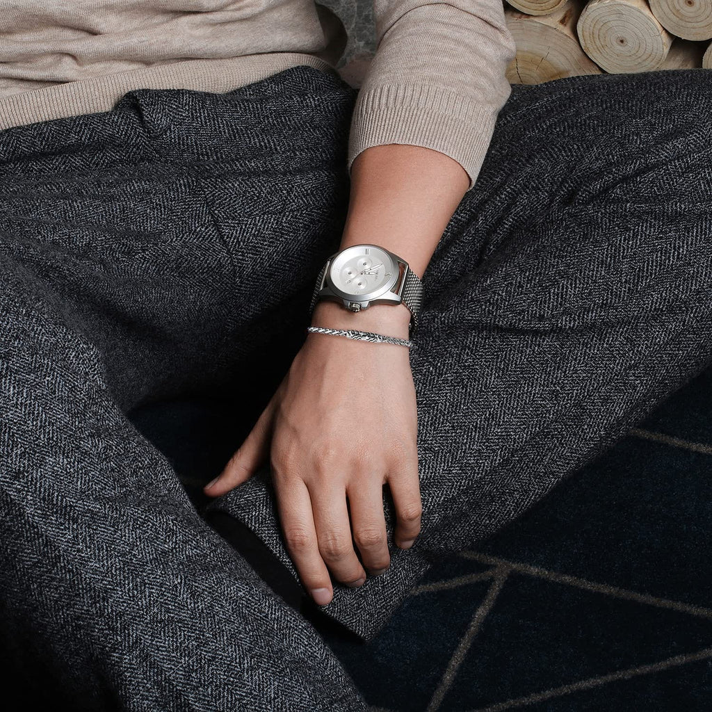 FANCIME DESTINATION Charm Wheat Chain Sterling Silver Bracelet Model