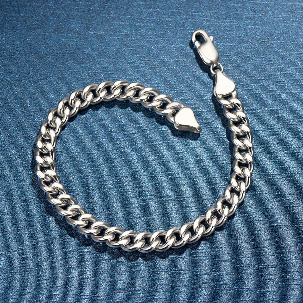 FANCIME Mens Cuban Link Chain Sterling Silver Bracelet Show