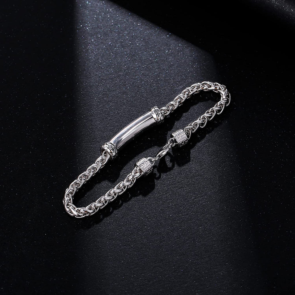 FANCIME Freedom Men's Wheat Link Chain Sterling Silver Bracelet Show