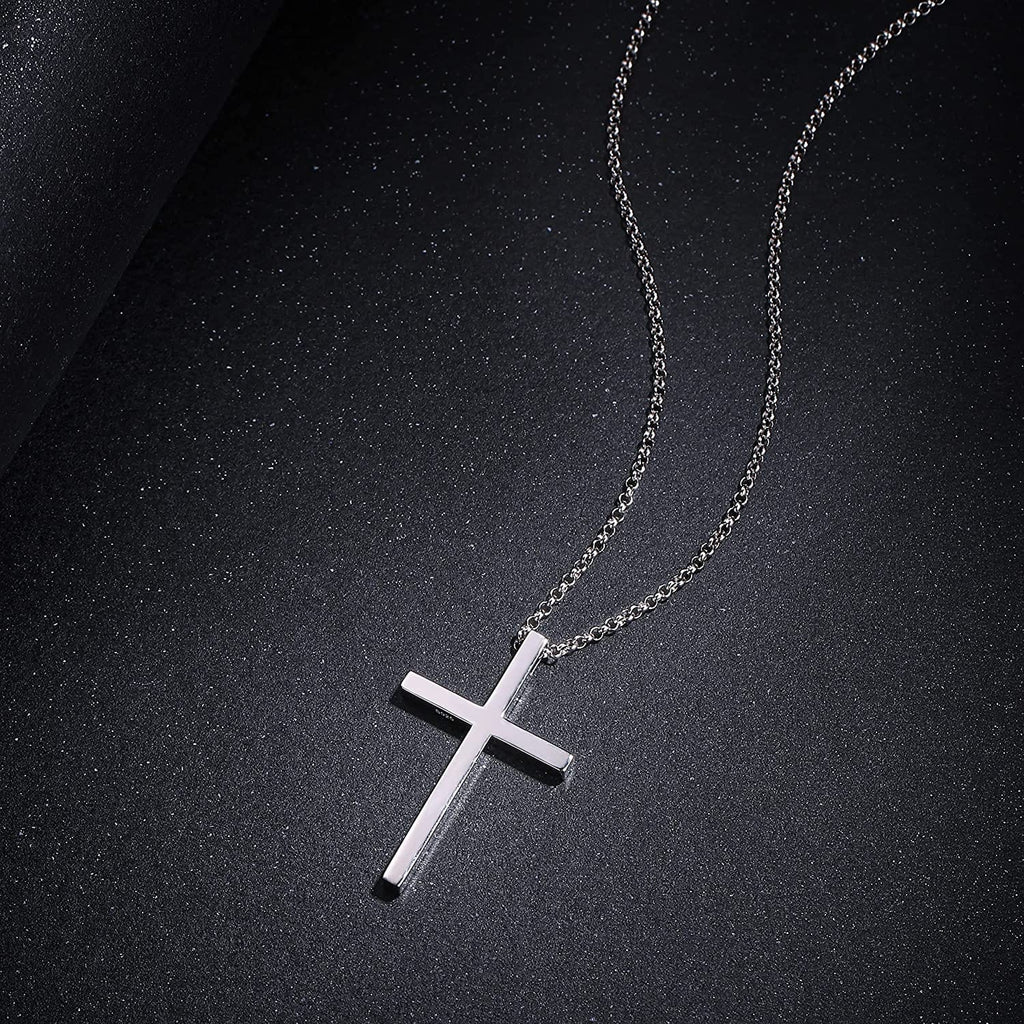 FANCIME Medium Polishing Cross Sterling Silver Necklace Full