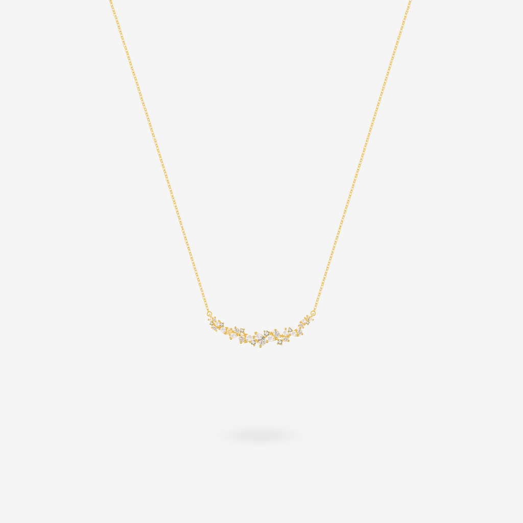 FANCIME “Wisteria Whisper” Flower Bar Sterling Silver Gold Necklace Main