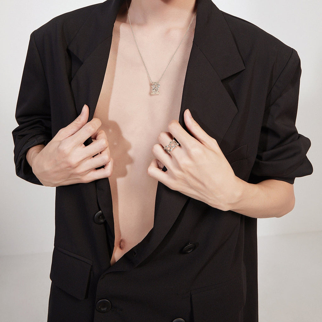 FANCIME "My DNA Love" Ring Circle Sterling Silver Necklace Show2