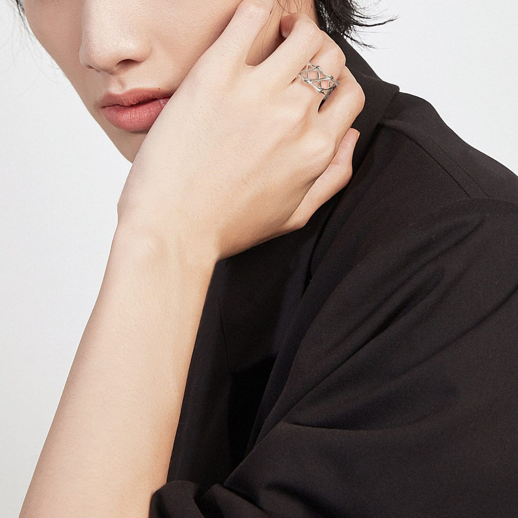 FANCIME "Genetic Eternity" Love Unisex 925 Sterling Silver Open Ring Model